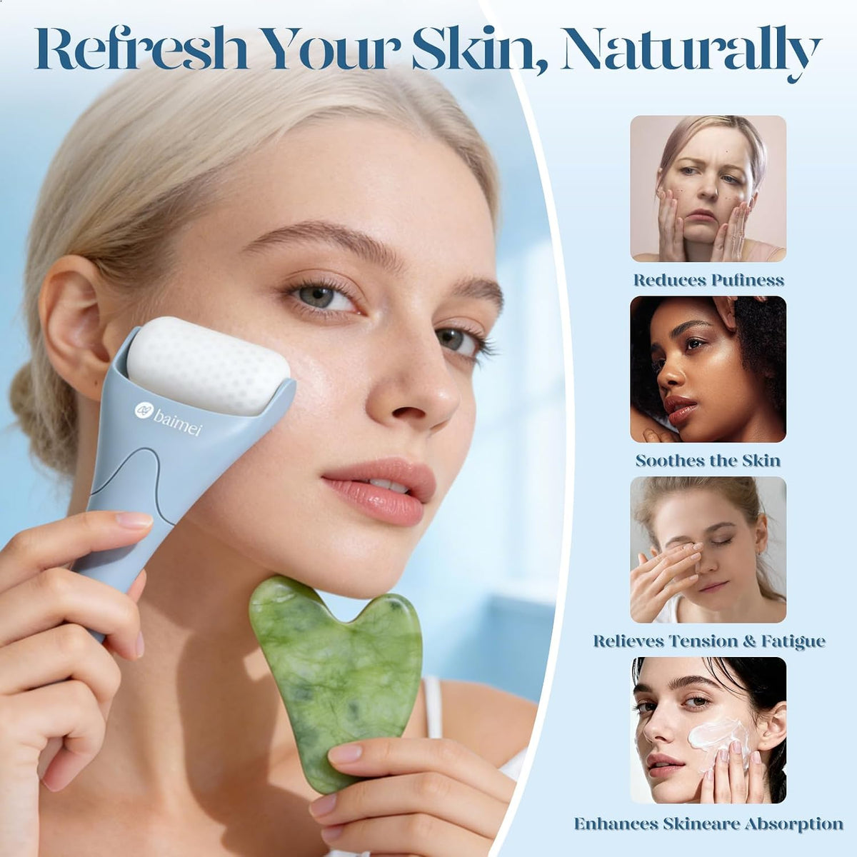Ice Roller & Gua Sha Facial Tool Set
