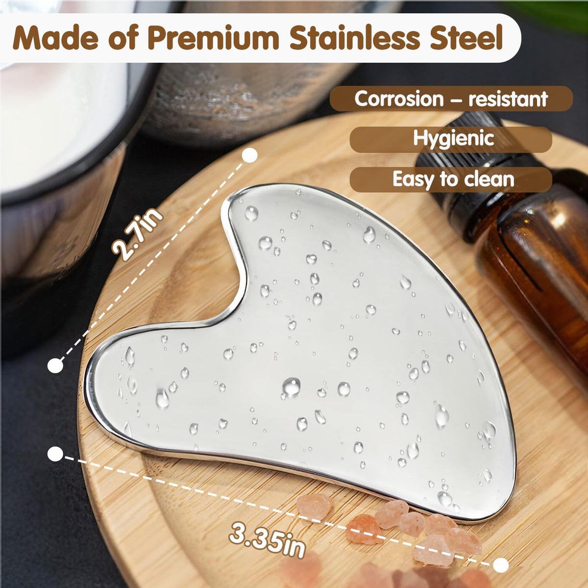 Stainless Steel,Rose Quar Gua sha 