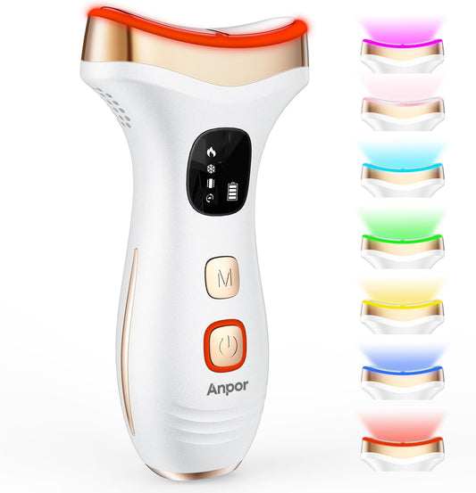 7-In-1 Massager for Face and Neck W/Heat & Cold (Pearl White)
