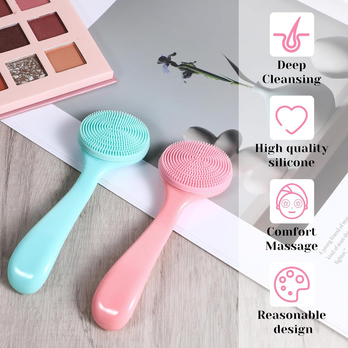 2 Pcs Silicone Facial Cleansing Brush 