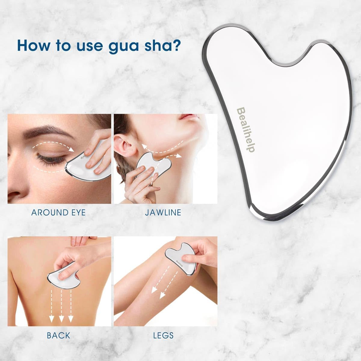 Face Roller and Gua Sha, Stainless Steel 