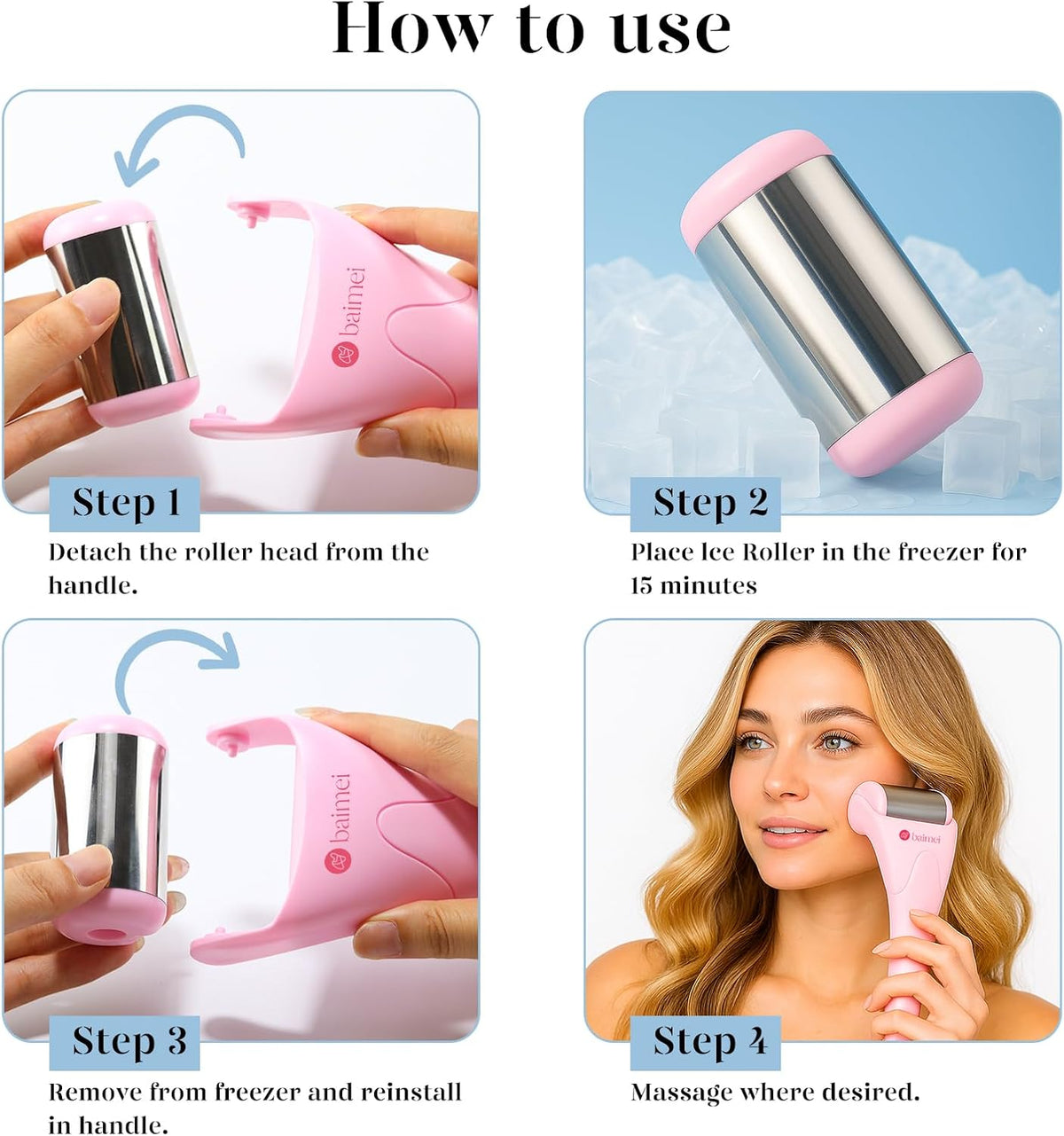 Stainless Steel Ice Roller & Gua Sha Facial Tool