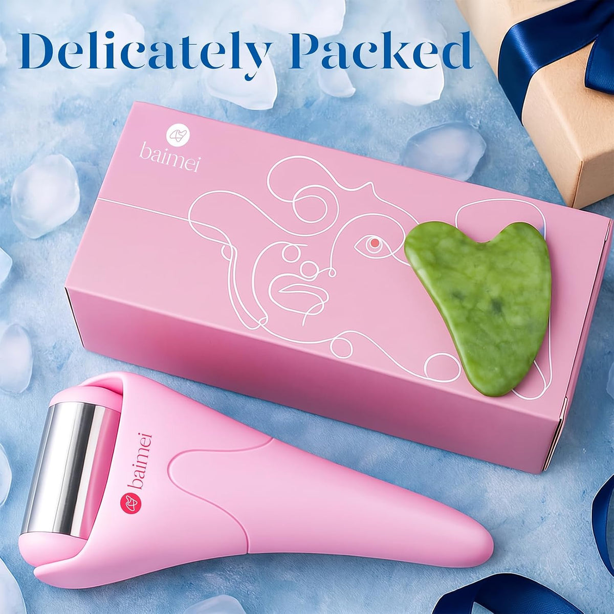 Stainless Steel Ice Roller & Gua Sha Facial Tool